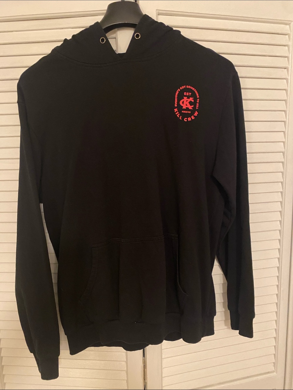 Kill Crew Black Hooded Zip-Up Sweater with Red Chest Logo